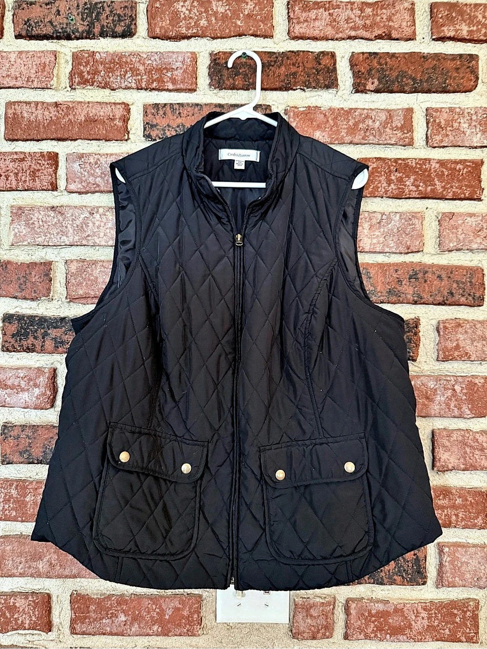 Croft & Barrow Quilted Vest in Black Size 2X